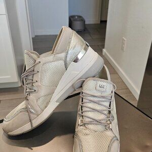 Michael Kors Liv Leather and Mesh Trainer sneakers silver